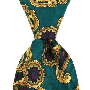 LIBERTY OF LONDON Men's 100% Silk Necktie Luxury PAISLEY Green/Purple/Yellow USA